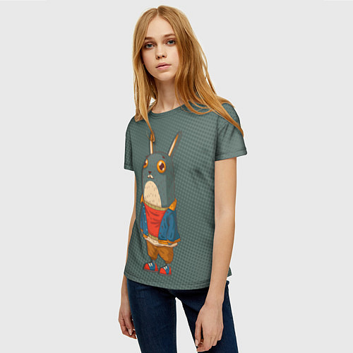Женская футболка Задумчивый кролик / 3D-принт – фото 3