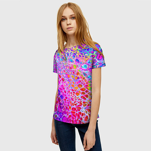 Женская футболка Красочные всплески красок Экспрессия / 3D-принт – фото 3
