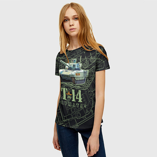 Женская футболка Танк Т-14 Армата / 3D-принт – фото 3