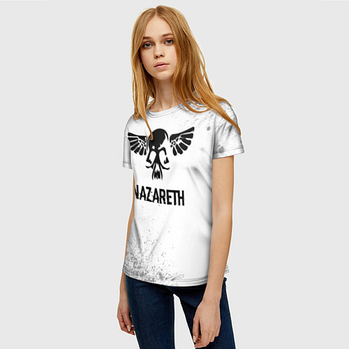Женская футболка Nazareth Glitch на светлом фоне / 3D-принт – фото 3