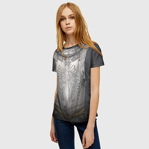 Женская футболка Броня серебряного рыцаря / 3D-принт – фото 3