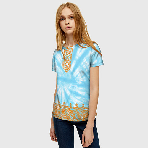 Женская футболка Славянская тай-дай рубаха / 3D-принт – фото 3