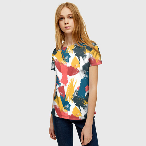 Женская футболка Мазки краской Паттерн / 3D-принт – фото 3