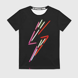 Футболка женская Неоновый знак молнии - Красный, цвет: 3D-принт