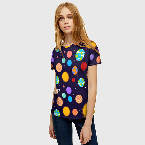 Женская футболка Солнечная Система Планет / 3D-принт – фото 3