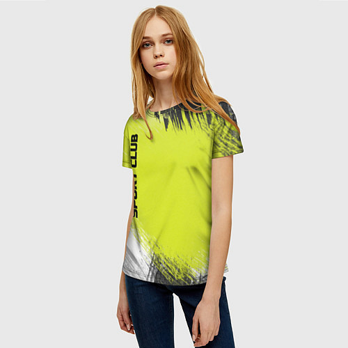 Женская футболка Sports club gray green pattern / 3D-принт – фото 3