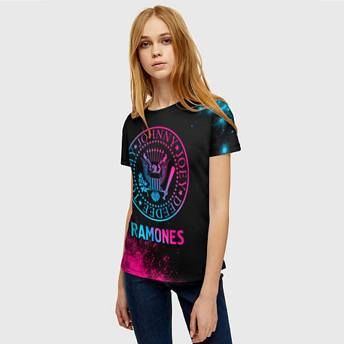 Женская футболка Ramones Neon Gradient / 3D-принт – фото 3