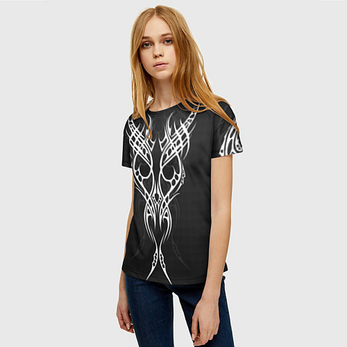 Женская футболка Титуировки на карбоне / 3D-принт – фото 3