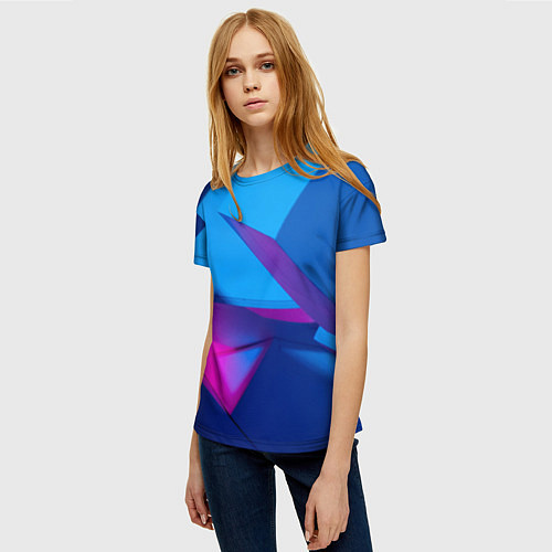 Женская футболка Абстрактные геометрические фигуры - Синий / 3D-принт – фото 3
