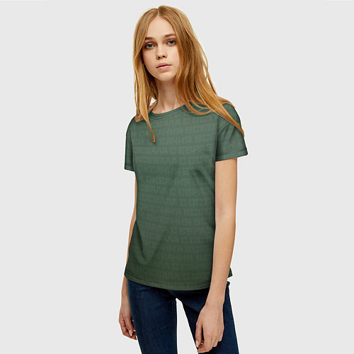 Женская футболка 1984 узор зелёный градиент / 3D-принт – фото 3