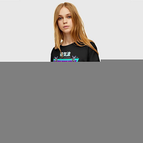 Женская футболка Неоновый Олень Иероглифы / 3D-принт – фото 3