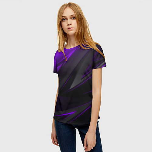 Женская футболка Geometry Черный и фиолетовый / 3D-принт – фото 3