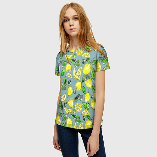 Женская футболка Порезанные лимоны - паттерн / 3D-принт – фото 3