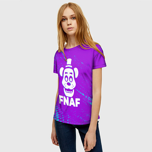 Женская футболка Пять ночей с фредди - неон / 3D-принт – фото 3