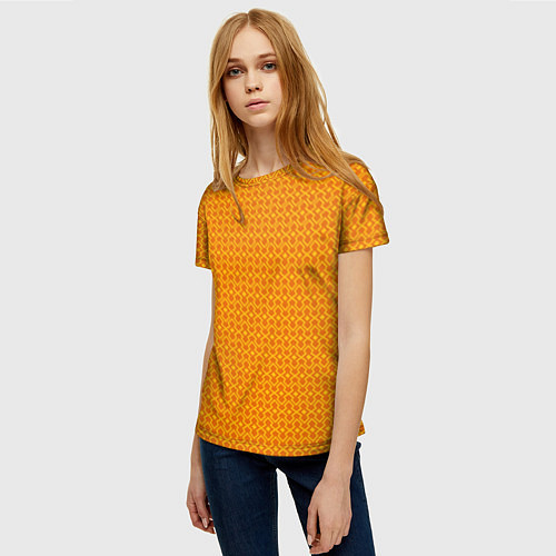 Женская футболка Оранжевые классические узоры / 3D-принт – фото 3