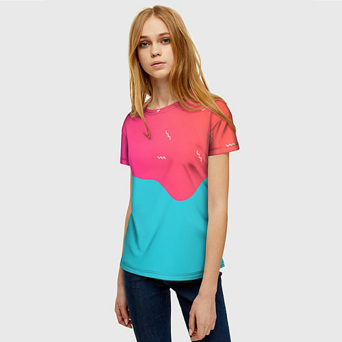 Женская футболка Яркие кляксы / 3D-принт – фото 3