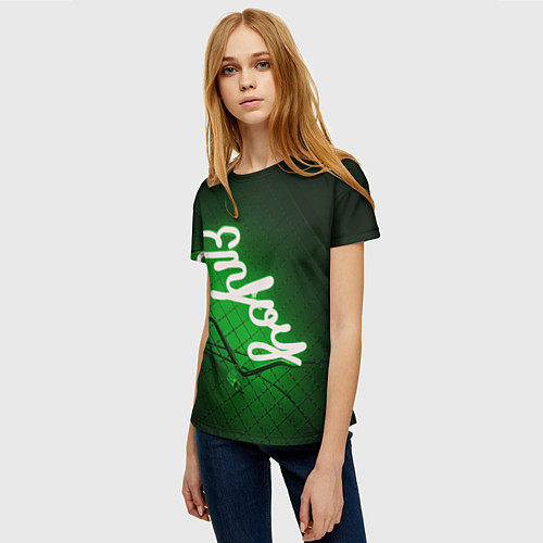 Женская футболка Неоновая надпись во тьме: Наслаждайся - Зелёный / 3D-принт – фото 3