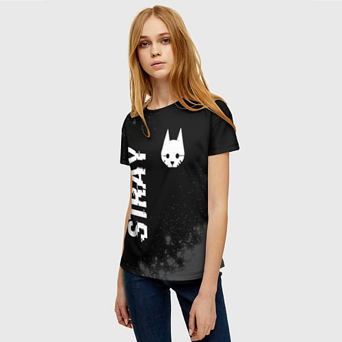 Женская футболка Stray Glitch на темном фоне / 3D-принт – фото 3