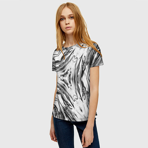 Женская футболка Черно-белый абстрактный узор Трио / 3D-принт – фото 3
