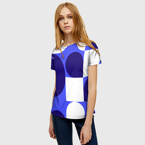Женская футболка Абстрактный набор геометрических фигур - Синий фон / 3D-принт – фото 3