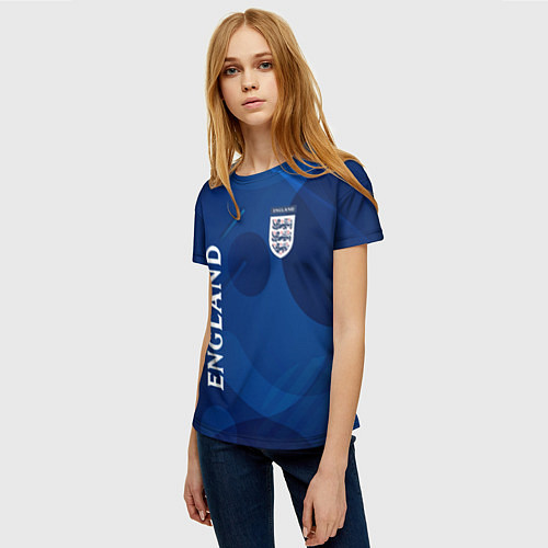 Женская футболка Сборная Англии Синяя Абстракция / 3D-принт – фото 3