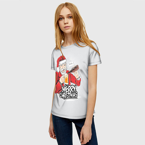 Женская футболка Не грусти Санта, накати / 3D-принт – фото 3