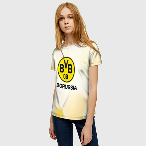 Женская футболка Borussia Абстракция кружочки / 3D-принт – фото 3