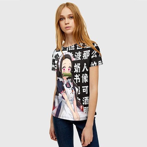 Женская футболка Незуко горничная - Клинок рассекающий демонов / 3D-принт – фото 3