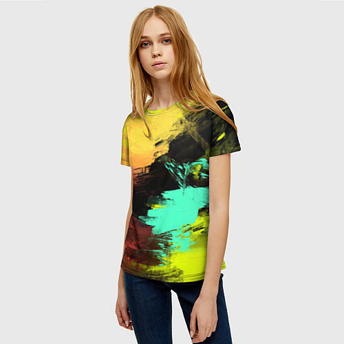 Женская футболка Яркий красочный гранж / 3D-принт – фото 3