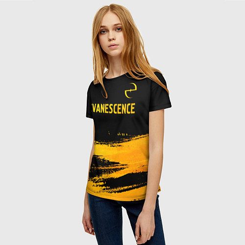 Женская футболка Evanescence - gold gradient: символ сверху / 3D-принт – фото 3