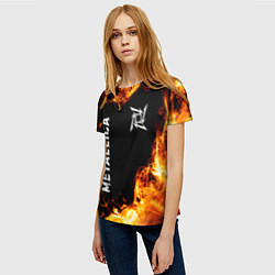 Футболка женская Metallica и пылающий огонь, цвет: 3D-принт — фото 2