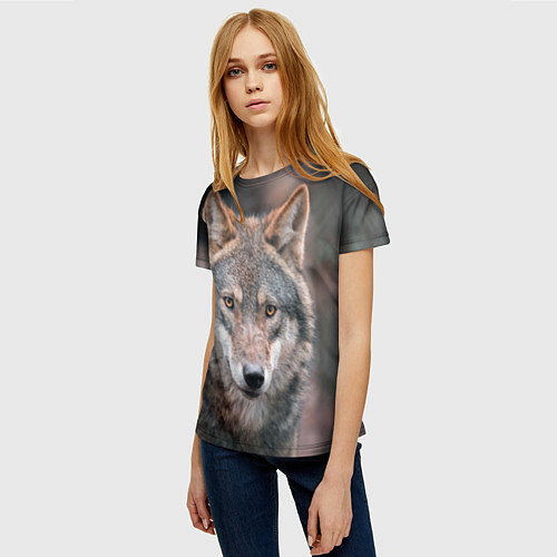 Женская футболка Волк с грустными глазами / 3D-принт – фото 3