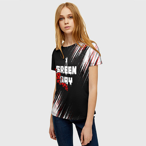 Женская футболка Green day - абстракция / 3D-принт – фото 3