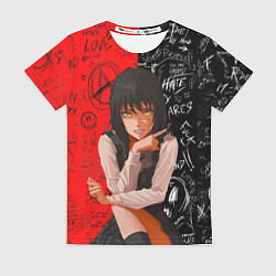 Футболка женская Митака демон войны - человек бензопила, цвет: 3D-принт