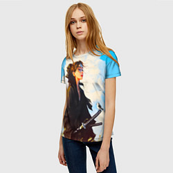 Футболка женская Девушка самурай и облака, цвет: 3D-принт — фото 2