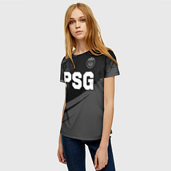 Футболка женская PSG sport на темном фоне: символ сверху, цвет: 3D-принт — фото 2
