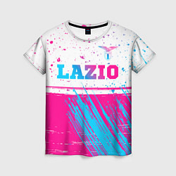 Женская футболка Lazio neon gradient style: символ сверху