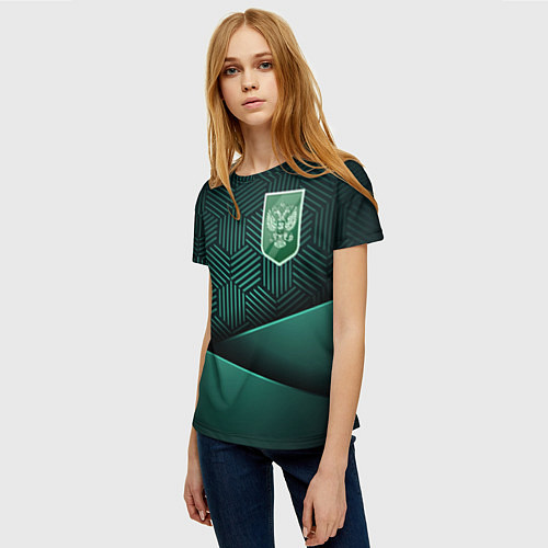 Женская футболка Зеленый герб России / 3D-принт – фото 3