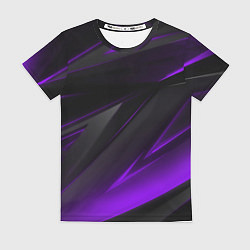 Футболка женская Черно-фиолетовая геометрическая абстракция, цвет: 3D-принт