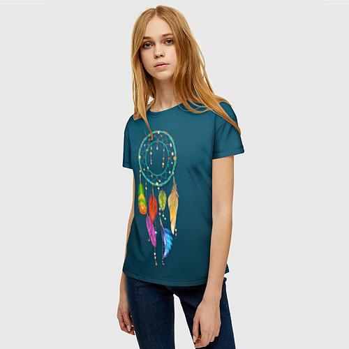Женская футболка Ловец снов - индейский амулет / 3D-принт – фото 3