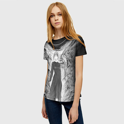 Женская футболка Макима гравюра - Человек-бензопила / 3D-принт – фото 3