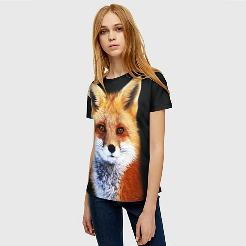 Женская футболка Лиса рыжулька / 3D-принт – фото 3