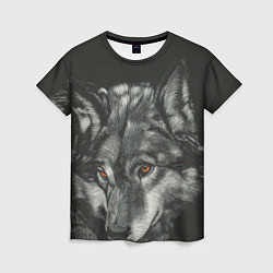 Футболка женская Серый мудрый волк, цвет: 3D-принт