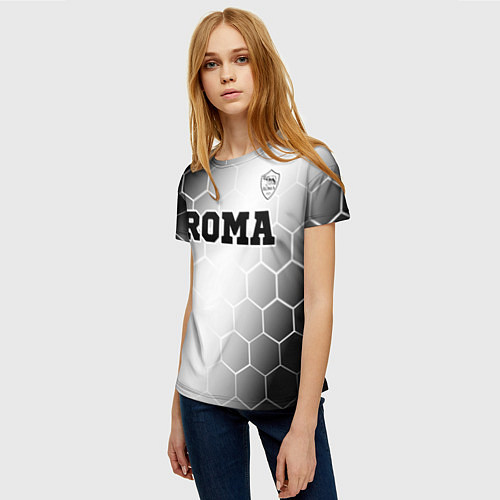 Женская футболка Roma sport на светлом фоне: символ сверху / 3D-принт – фото 3