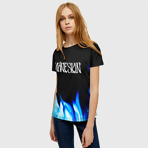 Женская футболка Maneskin blue fire / 3D-принт – фото 3
