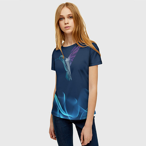 Женская футболка Колибри в полете / 3D-принт – фото 3