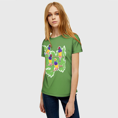 Женская футболка Яркие Амадины / 3D-принт – фото 3