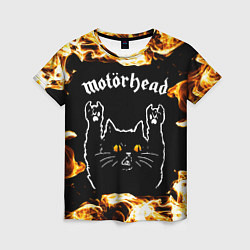 Футболка женская Motorhead рок кот и огонь, цвет: 3D-принт