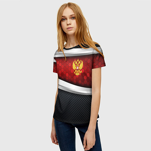 Женская футболка Black & red Russia / 3D-принт – фото 3