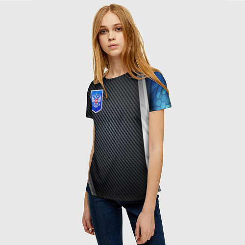 Женская футболка Black & blue Russia / 3D-принт – фото 3